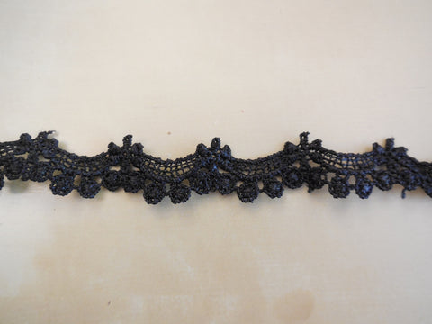 Black decorative floral lace trim/ Clothing Sewing Dress trim. Sold by per yard.