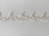 Craftuneed ivory silver cords eyelash style lace trim floral tulle lace trimming Per yard
