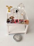 Craftuneed miniature dollhouse side table furniture doll telephone magazine newspaper clock glass storage container props