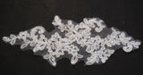 Sparkling Ivory bridal wedding lace Applique/ floral lace motif 11x25.5cm per pcs