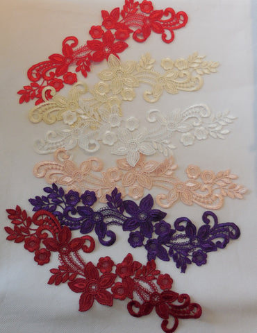 Dress making sewing lace applique / floral applique lace motif various colours