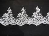 Ivory floral lace trim sew on bridal wedding embroidered tulle dress trimming