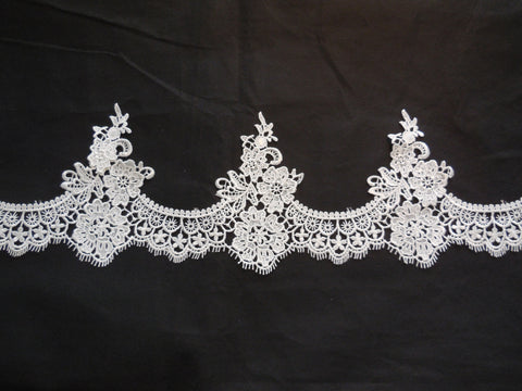 Ivory cotton embroidery floral lace trim / bridal Wedding ivory lace trim is for sale. Sold by Per Yard  90cm