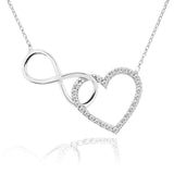 Craftuneed women 925 sterling silver infinity heart zircon stone necklace women heart pendant necklace gift