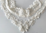 Craftuneed light ivory floral cotton embroidered lace applique sew on vintage style collar motif