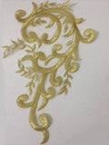Craftuneed A pair of gold cord floral lace motif sew on mirror match pair flower lace applique patch