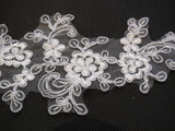 White bridal wedding lace Applique/ floral lace motif Sold by per piece 26x9.2cm