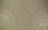 off white silver cord sequined lace trim bridal embroidered tulle lace trim Sold by Per Yard 90cm