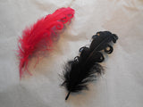 A Piece of Black or Red Stripped Hat Mount feather Millinery DIY craft feather