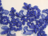 Royal Blue floral cord lace Applique/ decorative sewing lace motif.Sold by piece