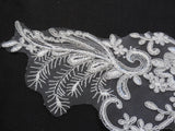 light Ivory bridal wedding lace Applique/floral lace motif 11x24.5cm sold per pcs