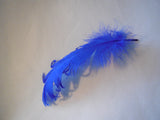 A Piece of Royal Blue Stripped Hat Mount feather Millinery/DIY craft feather