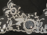 Bridal Wedding ivory Sequins floral lace trim / ivory sequins lace trim is for sale. Sold by Per Yard  90cm