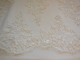 Bridal wedding white or ivory eyelash floral lace trim + 5 pieces of lace appliques set. Sold by Per Yard