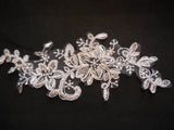Light ivory bridal cord lace Applique/motif for sale.Sold by piece(s) 20x8cm