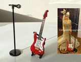 Craftuneed 1:6 miniature dollhouse guitar microphone with extendable stand for barbie doll