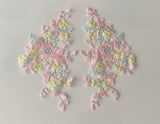 Craftuneed a mirror pair pastel colour floral lace motif sew on flower lace applique patch