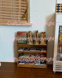 Craftuneed Handmade miniature dollhouse wood bookcase shelves wall shelf books doll furniture props