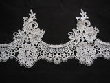 Ivory cotton embroidery floral lace trim / bridal Wedding ivory lace trim is for sale. Sold by Per Yard  90cm