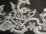 Ivory Sequins luxury English Floral Bridal Wedding lace trim Sold by Per Yard
