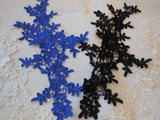 A piece of blue or black or white or ivory Bridal floral lace applique / dress lace motif is for sale