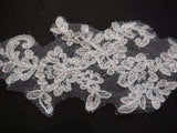 Sparkling Ivory bridal wedding lace Applique/ floral lace motif 11x25.5cm per pcs