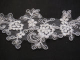 White bridal wedding lace Applique/ floral lace motif Sold by per piece 26x9.2cm