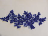 Royal Blue floral cord lace Applique/ decorative sewing lace motif.Sold by piece