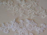 Ivory or white bridal floral lace Applique / tulle lace motif for sale. sold by per piece