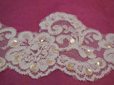 White sequins & beads English lace trim Bridal Wedding tulle Veil trim Per Yard