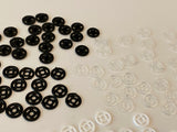 Craftuneed job lot 60 sets mini plastic press stud snap fastener for doll clothes making 7mm diameter black and white