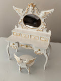 Craftuneed Handmade 1:6 miniature dollhouse mirror dressing table chair set angel fairy tales doll furniture with minor defect on mirror