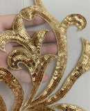 Craftuneed a mirror pair gold sequins lace applique sew on dancing costume floral lace motif patch