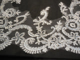 Ivory Sequins luxury English Floral Bridal Wedding lace trim Sold by Per Yard