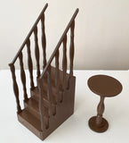 Craftuneed Handmade 1:6 miniature dollhouse brown wood stairs side table mini doll furniture prop