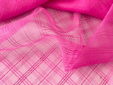 Craftuneed sharp pink check pattern organza fabric polyester dress sewing fabric in 250cm X 140cm