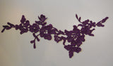 Pink OR Purple floral lace Applique / decorative sewing lace motif is for sale.