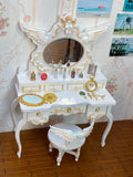 Craftuneed Handmade 1:6 miniature dollhouse mirror dressing table chair set angel fairy tales doll furniture with minor defect on mirror