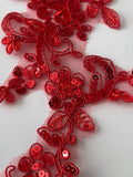 Craftuneed a mirror pair red sequins floral lace applique sew on sequins tulle lace motif patch
