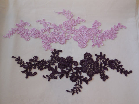 Dark purple or light purple floral lace applique decorative sewing lace motif