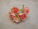 6 mini Fabric Rose + Wire Stems For Wedding bridal Crown Craft 6colours choices