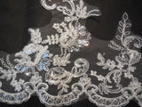 Light Ivory Sequins Floral Bridal lace trim in 9cm-29cm width .Sold by Per Yard