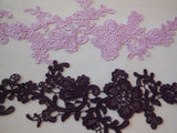 Dark purple or light purple floral lace applique decorative sewing lace motif