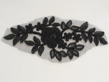 Black floral lace applique / dress vintage lace motif is for sale sold By piece