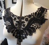 A Black or ivory bridal floral lace collar applique / floral round neckline collar motif is for sale. Sold by per piece