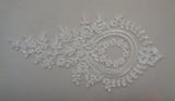 ivory bridal wedding floral tulle lace applique / ivory lace motif is for sale