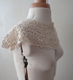 A piece of dark ivory cotton floral lace collar applique ivory collar sewing lace motif is for sale.