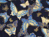 Craftuneed 0.5 meter Japanese style butterfly print fabric cotton kimono fabric for dress sewing diy