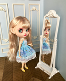 Craftuneed 1:6 miniature dollhouse wood full length stand mirror DIY package doll furniture craft props