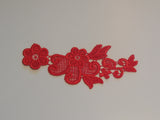 Craftuneed small piece of red bridal floral lace applique sew on flower lace motif patch for dress sewing Per Piece